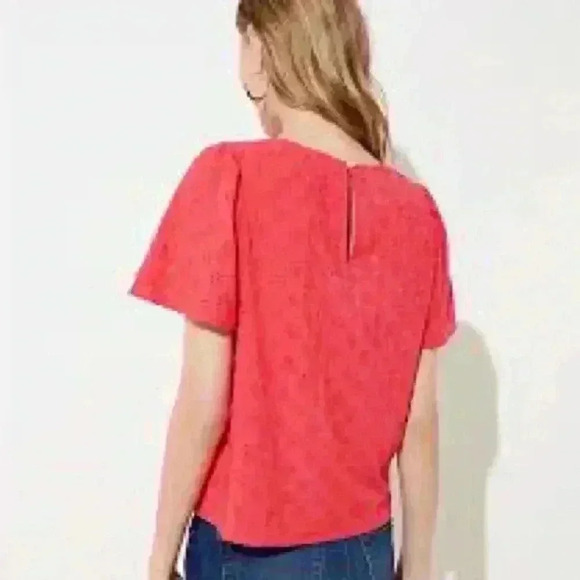 LOFT Floral Eyelet Cropped Top size Medium - Picture 2 of 5